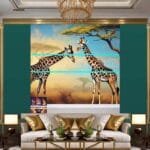 Giraffe
  Face Golden Frame Artistic Digital Wall Art Decor _47 - Image 3