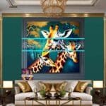 Giraffe Face Golden Frame
  Artistic Digital Wall Art Decor _48 - Image 3