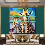 Giraffe Face Golden Frame
  Artistic Digital Wall Art Decor _05 - Image 3