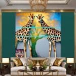 Giraffe Face Golden Frame
  Artistic Digital Wall Art Decor _50 - Image 3