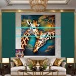 Giraffe Face Golden Frame
  Artistic Digital Wall Art Decor _52 - Image 3