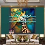 Giraffe Face Golden Frame
  Artistic Digital Wall Art Decor _65 - Image 3