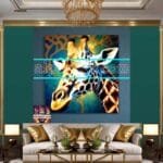 Giraffe Face Golden Frame
  Artistic Digital Wall Art Decor _66 - Image 3