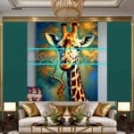 Giraffe Face Golden Frame
  Artistic Digital Wall Art Decor _73 - Image 3