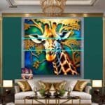 Giraffe Face Golden Frame
  Artistic Digital Wall Art Decor _74 - Image 3