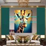 Giraffe Face Golden Frame
  Artistic Digital Wall Art Decor _75 - Image 3