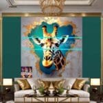 Giraffe Face Golden Frame
  Artistic Digital Wall Art Decor _76 - Image 3
