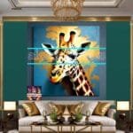Giraffe Face Golden Frame
  Artistic Digital Wall Art Decor _77 - Image 3