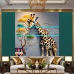 Giraffe
Face Golden Frame Artistic Digital Wall Art Decor _81 - Image 3