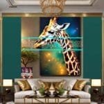 Giraffe Face Golden Frame
  Artistic Digital Wall Art Decor _84 - Image 3