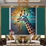 Giraffe Face Golden Frame
  Artistic Digital Wall Art Decor _85 - Image 3