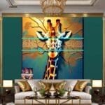 Giraffe
  Face Golden Frame Artistic Digital Wall Art Decor _87 - Image 3