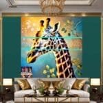 Giraffe Face Golden Frame
  Artistic Digital Wall Art Decor _88 - Image 3