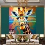 Giraffe Face Golden Frame
  Artistic Digital Wall Art Decor _89 - Image 3