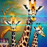 Giraffe Face Golden Frame
  Artistic Digital Wall Art Decor _12