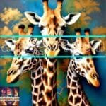 Giraffe Face Golden Frame
  Artistic Digital Wall Art Decor _15