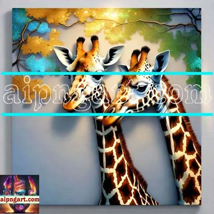 Giraffe Face Golden Frame
Artistic Digital Wall Art Decor _22 - Image 1