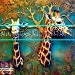 Giraffe Face Golden Frame
  Artistic Digital Wall Art Decor _27