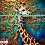 Giraffe
  Face Golden Frame Artistic Digital Wall Art Decor _03