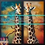 Giraffe Face Golden Frame
  Artistic Digital Wall Art Decor _32