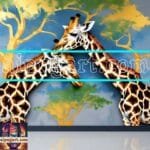Giraffe Face Golden Frame
  Artistic Digital Wall Art Decor _43