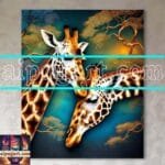 Giraffe Face Golden Frame
  Artistic Digital Wall Art Decor _52