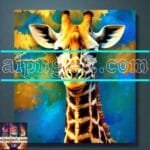 Giraffe Face Golden Frame
  Artistic Digital Wall Art Decor _64
