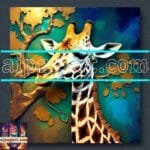Giraffe Face Golden Frame
  Artistic Digital Wall Art Decor _65
