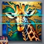 Giraffe Face Golden Frame
  Artistic Digital Wall Art Decor _74