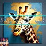 Giraffe Face Golden Frame
  Artistic Digital Wall Art Decor _77