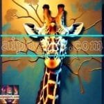 Giraffe
  Face Golden Frame Artistic Digital Wall Art Decor _87
