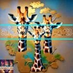 Giraffe Face Golden Frame
  Artistic Digital Wall Art Decor _09