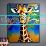 Giraffe
  Face Golden Frame Artistic Digital Wall Art Decor _92