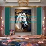 Horse Face Golden Frame
  Artistic Digital Wall Art Decor _98 - Image 2