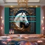 Horse
  Face Golden Frame Artistic Digital Wall Art Decor _104 - Image 2