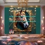 Horse Face Golden Frame
  Artistic Digital Wall Art Decor _113 - Image 2