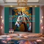 Horse Face Golden Frame
  Artistic Digital Wall Art Decor _118 - Image 2