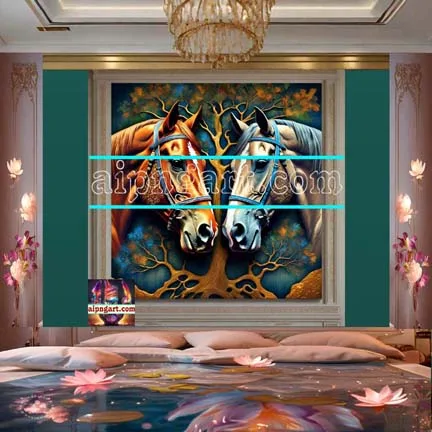 Horse Face Golden Frame
Artistic Digital Wall Art Decor _140 - Image 2