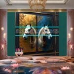 Horse Face Golden Frame
  Artistic Digital Wall Art Decor _160 - Image 2