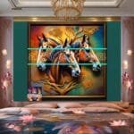 Horse Face Golden Frame
  Artistic Digital Wall Art Decor _165 - Image 2