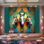 Horse Face Golden Frame
  Artistic Digital Wall Art Decor _168 - Image 2