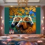 Horse Face Golden Frame
  Artistic Digital Wall Art Decor _173 - Image 2