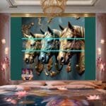 Horse Face Golden Frame
  Artistic Digital Wall Art Decor _175 - Image 2