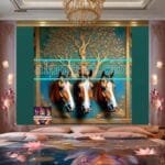 Horse Face Golden Frame
  Artistic Digital Wall Art Decor _178 - Image 2