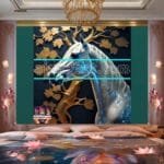 Horse
  Face Golden Frame Artistic Digital Wall Art Decor _43 - Image 2