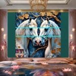 Horse Face Golden Frame
  Artistic Digital Wall Art Decor _51 - Image 2