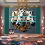 Horse Face Golden Frame
  Artistic Digital Wall Art Decor _59 - Image 2