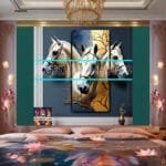 Horse Face Golden Frame
  Artistic Digital Wall Art Decor _80 - Image 2