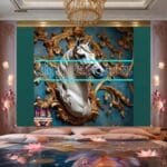 Horse Face Golden Frame
  Artistic Digital Wall Art Decor _84 - Image 2
