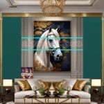 Horse Face Golden Frame
  Artistic Digital Wall Art Decor _98 - Image 3